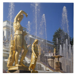 Russia, St. Petersburg, Golden statues in the Tile