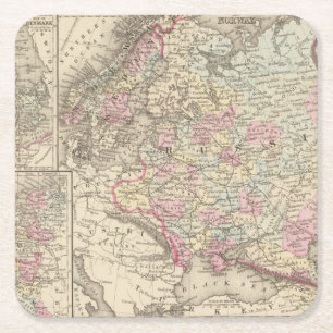 Russia, Sweden, Norway 2 Square Paper Coaster
