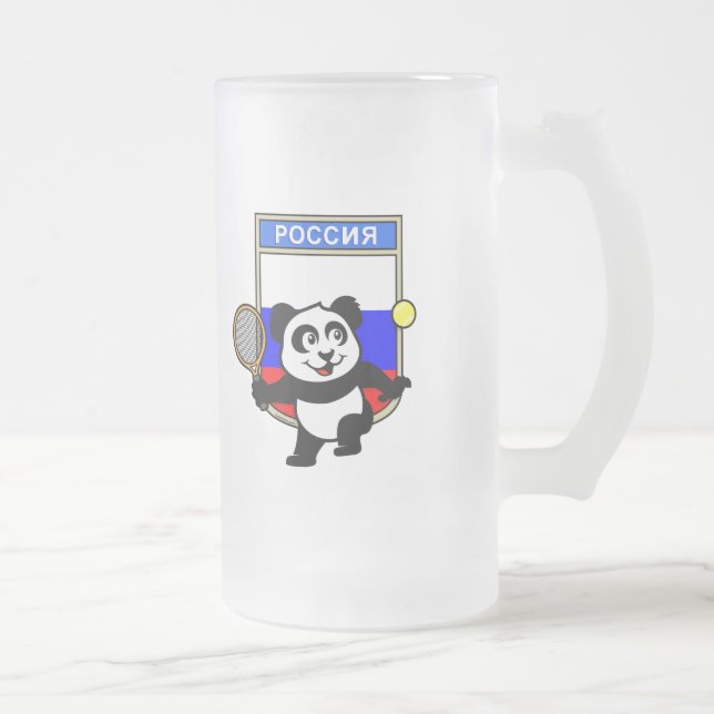 Russia Tennis Panda Frosted Glass Beer Mug (Right)