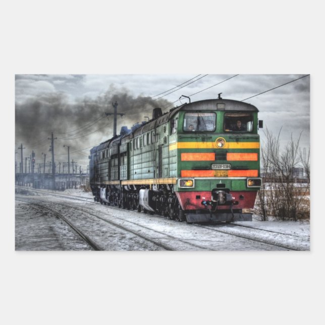 Russia Train Locomotive Rectangular Sticker (Front)