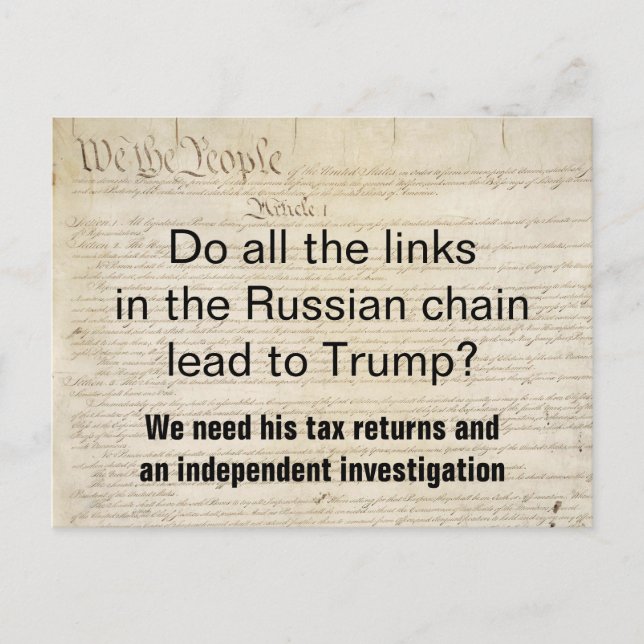 Russia Trump Tax Returns Investigation Postcard (Front)