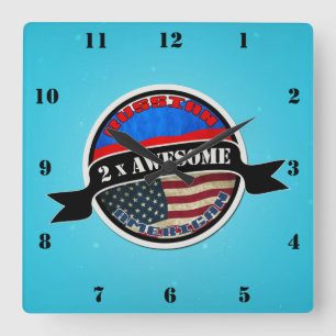 Russian American 2x Awesome Square Wall Clock