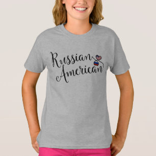 Russian American Entwinted Hearts Tee Shirt