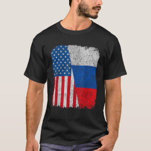 Russian American Flag Half USA Russia Root Proud T-Shirt