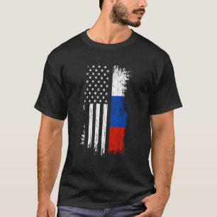 Russian American Flag Hoodie Pride Russia Usa Hood T-Shirt