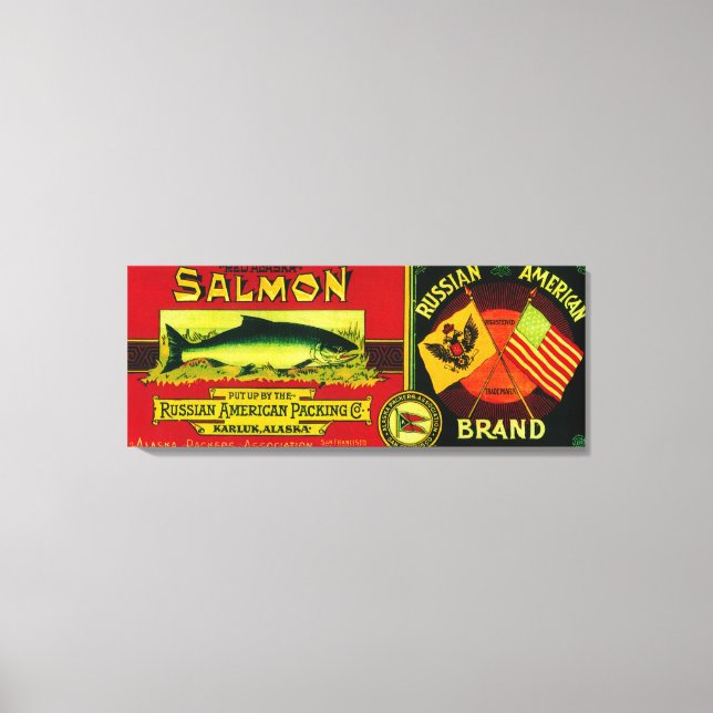 Russian American Salmon Can LabelKarluk, AK Canvas Print (Front)