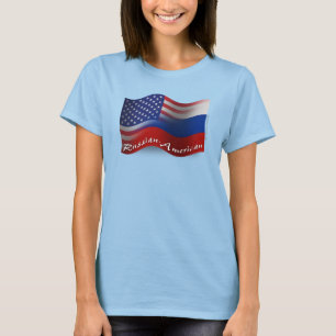 Russian-American Waving Flag T-Shirt