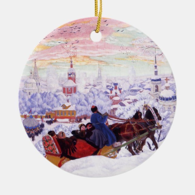 Russian Art Custom Christmas Gift  Ceramic Tree Decoration (Front)