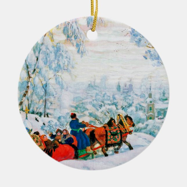 Russian Art Custom Christmas Gift Ceramic Tree Decoration (Front)