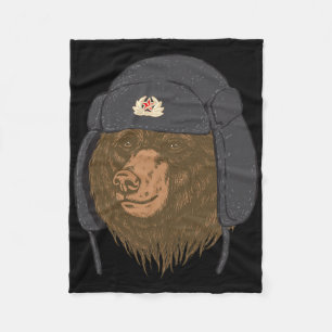 Russian Bear Fur Hat - Ushanka Chapka Ussr Russia Fleece Blanket