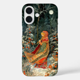 Russian beautiful girl, folk painting iPhone 16 case