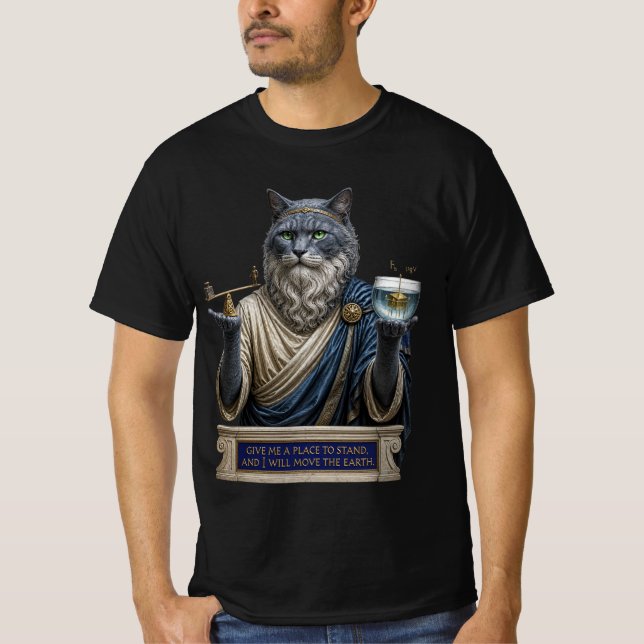 Russian Blue Archimedes Cat T-Shirt (Front)
