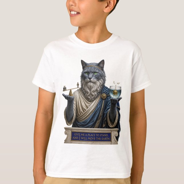 Russian Blue Archimedes Cat T-Shirt (Front)
