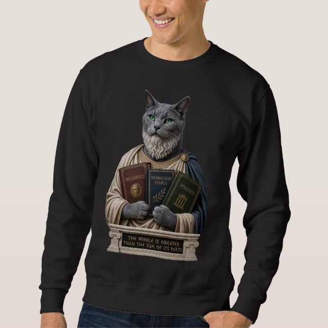 Russian Blue Aristotle Cat Sweatshirt (Front)