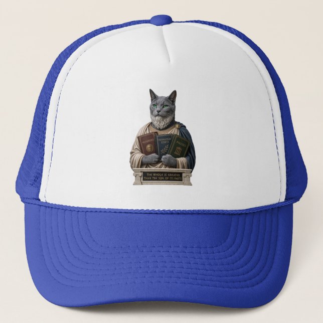 Russian Blue Aristotle Cat Trucker Hat (Front)