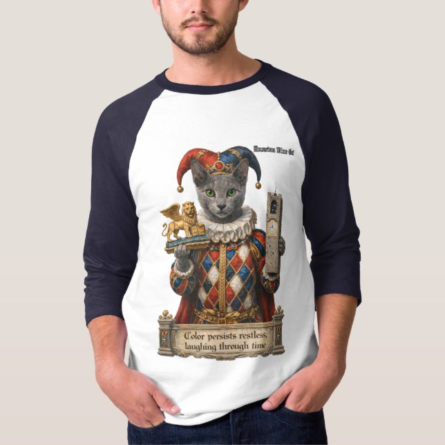 Russian Blue Arlequin Cat T-Shirt (Front)