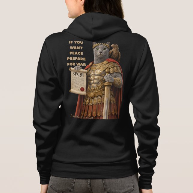 Russian Blue Caesar Cat Hoodie (Back)