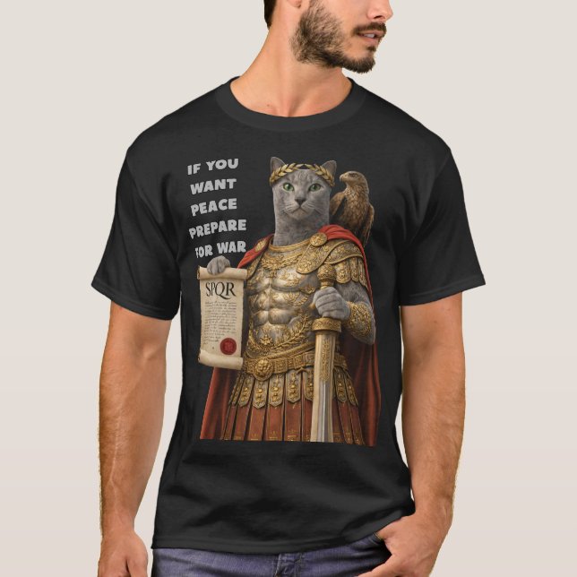 Russian Blue Caesar Cat T-Shirt (Front)