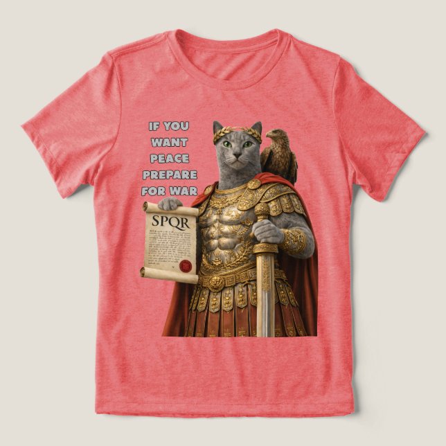 Russian Blue Caesar Cat Tri-Blend Shirt (Design Front)