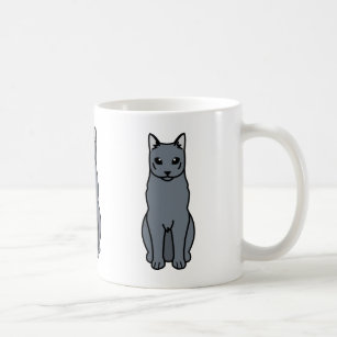 Russian Blue Cat Cartoon Coffee Mug