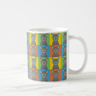 Russian Blue Cat Cartoon Pop-Art Coffee Mug