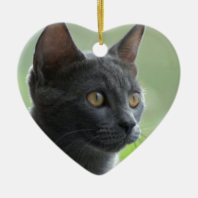 Russian Blue Cat Ceramic Tree Decoration (Front)