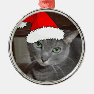 Russian Blue Cat Christmas Metal Tree Decoration