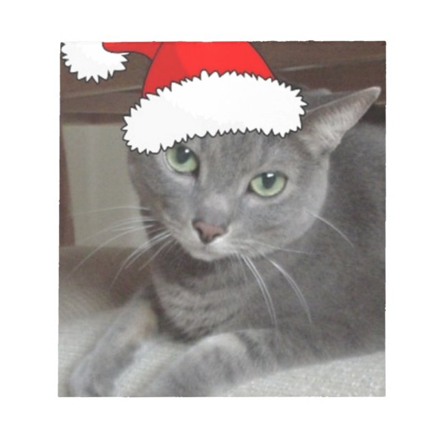 Russian Blue Cat Christmas Notepad (Front)