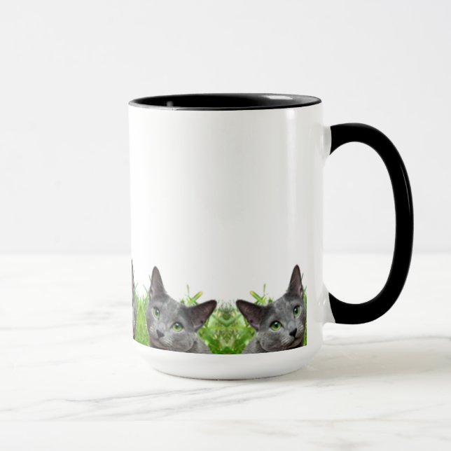 Russian Blue Cat Classic White Mug (Right)