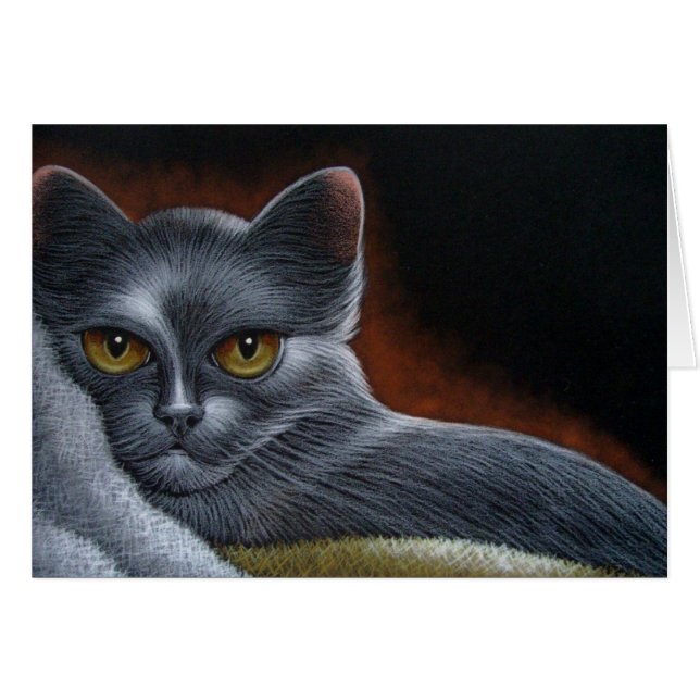 RUSSIAN BLUE CAT CUSTOMIZE CARD (Front Horizontal)