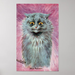 Russian Blue Cat, Louis Wain Poster