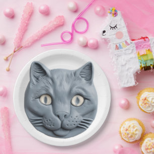 Russian Blue Cat Paper Plate