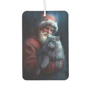 Russian Blue Cat Santa Claus Festive Christmas Car Air Freshener