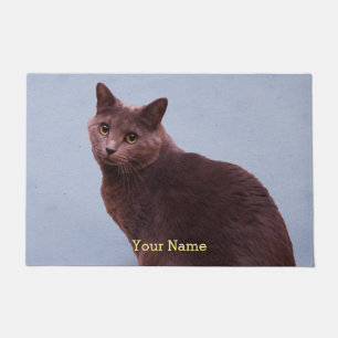 Russian Blue Cat Staring Doormat