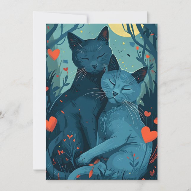Russian Blue cat Valentine's Day  Holiday Card (Front)