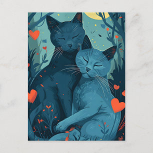 Russian Blue cat Valentine's Day  Postcard