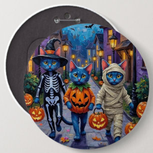 Russian Blue Cats in Halloween Costumes 6 Cm Round Badge
