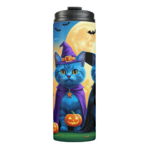 Russian Blue Cats Pumpkin Halloween Funny Thermal Tumbler