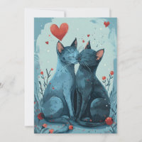 Russian Blue cats Valentine's day 