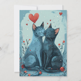 Russian Blue cats Valentine's day  Holiday Card