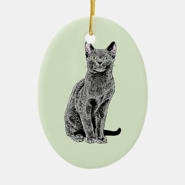 Russian Blue Ceramic Tree Decoration (Front)