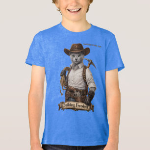 Russian Blue Cowboy Cat – Building Freedom Tri-Blend Shirt