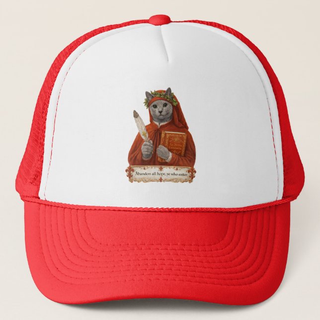Russian Blue Dante Alighieri Cat Trucker Hat (Front)