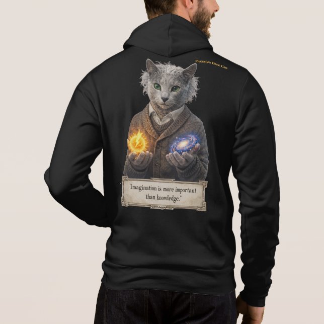 Russian Blue Einstein Cat - Imagination Hoodie (Back)