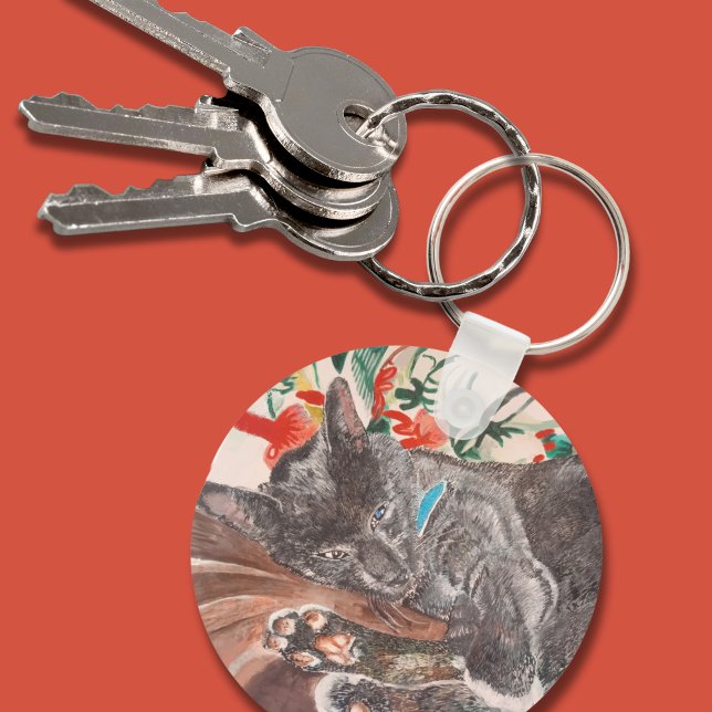 Russian Blue gray cat English shorthair cats Key R Key Ring (Creator Uploaded)