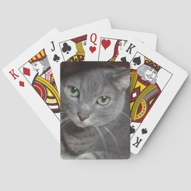 Russian Blue Gray Cat Playing Cards (Back)