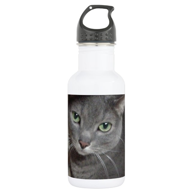 Russian Blue Grey Cat 532 Ml Water Bottle (Front)