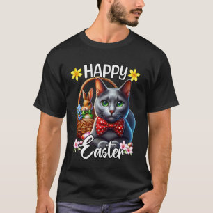 Russian Blue Happy Easter Cute Russian Blue Cat T-Shirt
