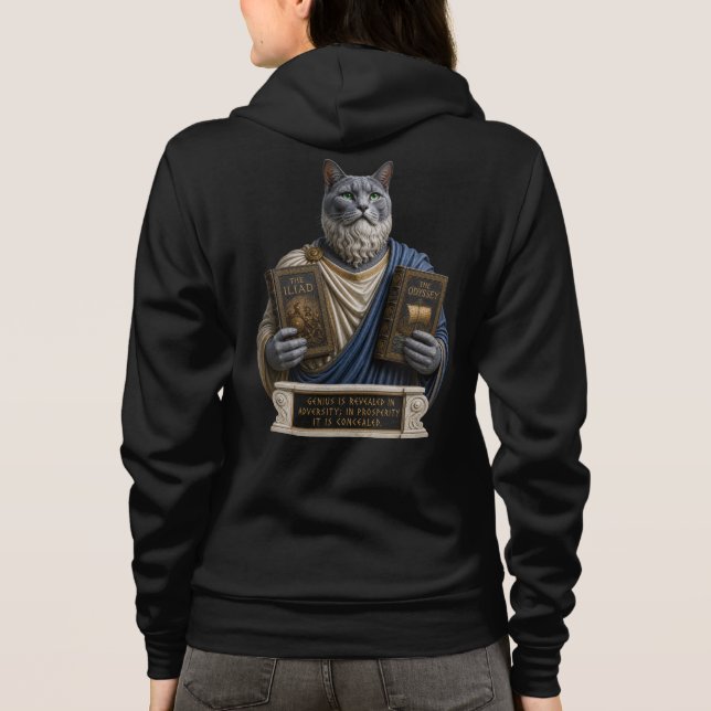 Russian Blue Homer Cat Hoodie (Back)
