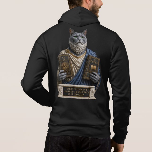 Russian Blue Homer Cat Hoodie (Back)